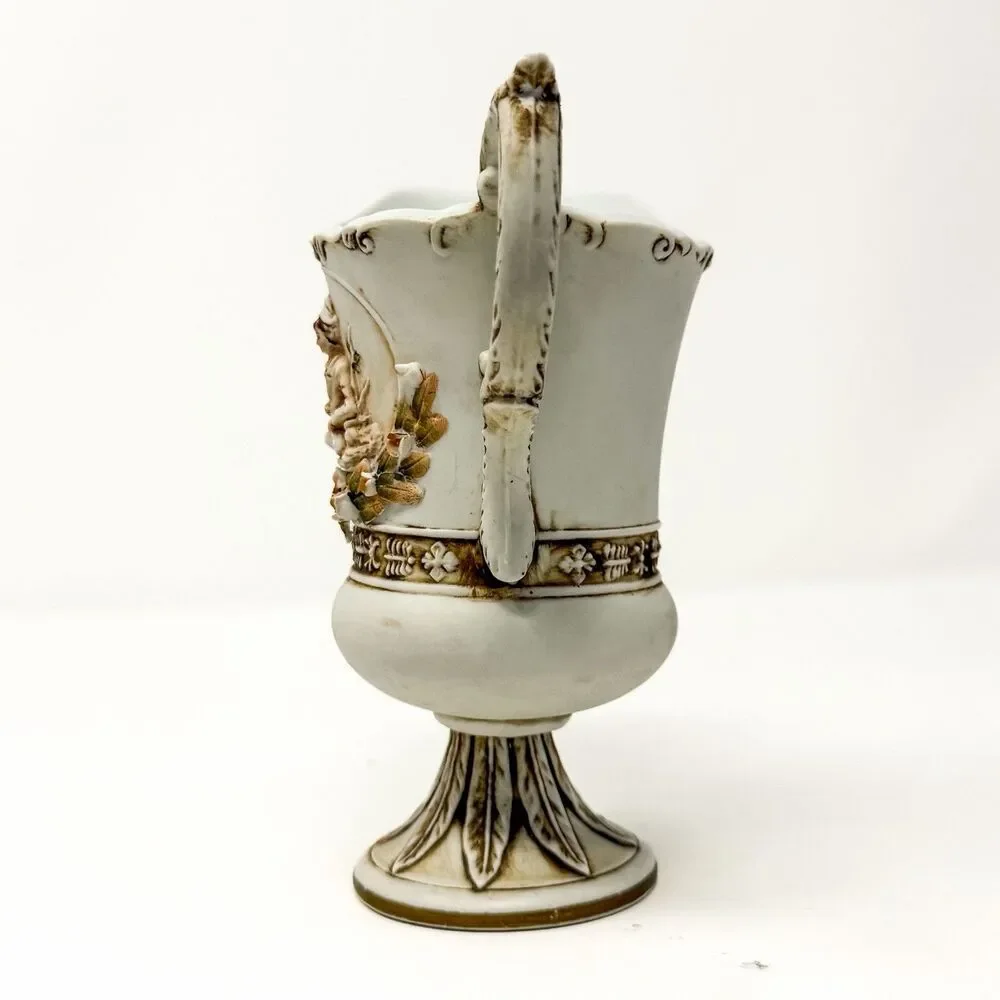Vintage Lefton Porcelain Ewer Pitcher Applied Roses Figural Victorian Decor